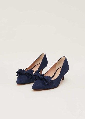 Phase Eight Structured Bow Kitten Heels Navy Canada | ZPAJWL-694